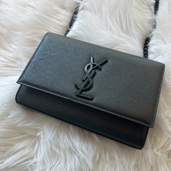 Saint Laurent Kate Embossed Leather Bag in Black with Black Hardware - Picture 2 of 8